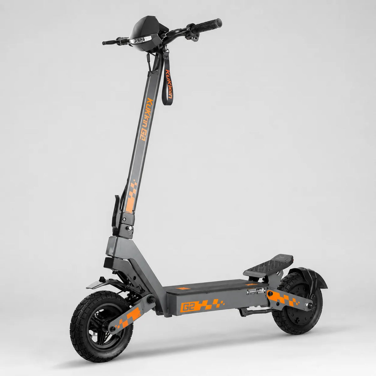 Kukirin G2 vue de profil, plateau et double suspension