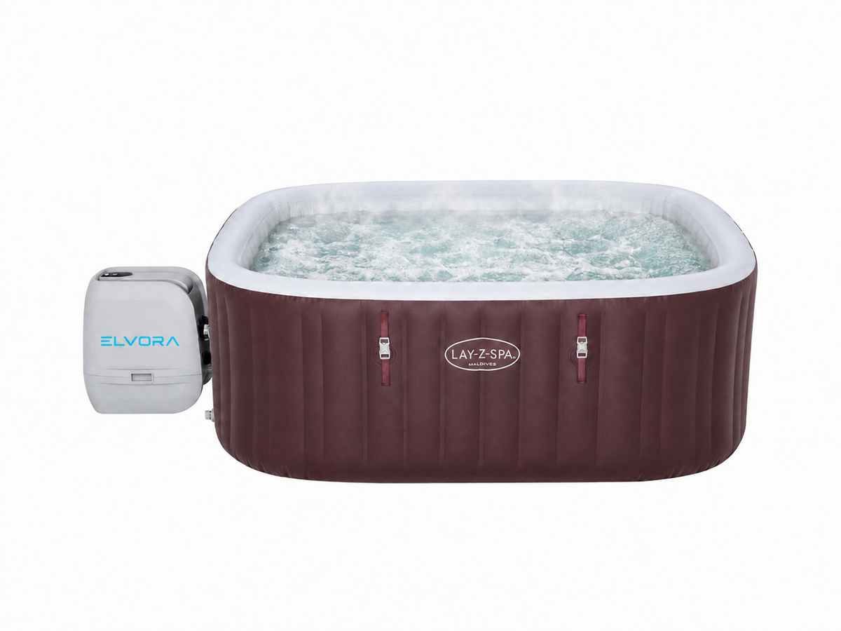 Spa gonflable Lay-Z-Spa Maldives en fonctionnement, eau bouillonnante